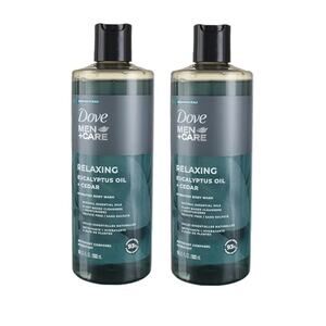 2 Pack DOVE MEN + CARE Hydrating Body Wash Relaxing Eucalyptus + Cedar Oil 18 oz